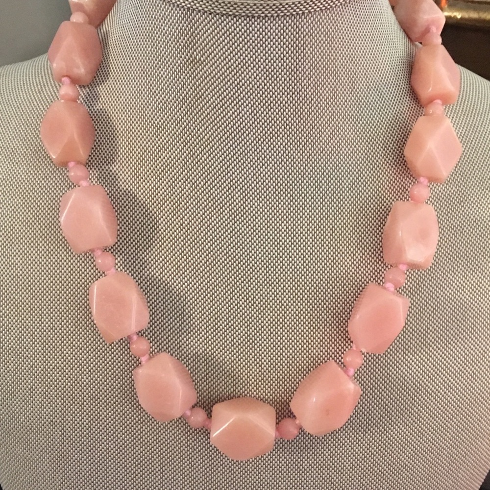 Faceted Rose Quartz Sterling Silver Chunky Designer Necklace